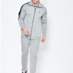 Men Grey Melange Solid Tracksuit