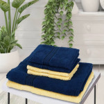 Set Of 6 Solid Pure Combed Cotton Super-Soft Terry Towel Set