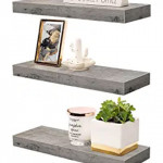 Sorbus Floating Shelf Set — Rustic Engineered Wood Hanging Rectangle Wall Shelves