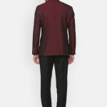 Men Maroon & Black Solid Regular-Fit Two-Piece Suit