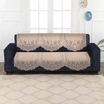 Cream-coloured Set of 10 Jacquard Velvet 5 Seater Sofa Cover