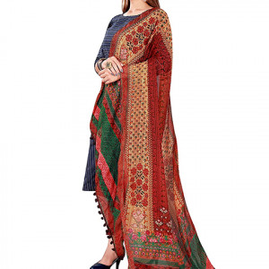 Women's Kalamkari and Floral Printed Chiffon Dupatta With Tassels