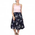 Women Floral Print Regular Blue Skirt